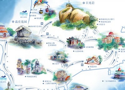 我想画张鼓浪屿上咖啡馆和旅馆的地图