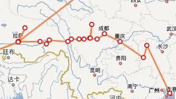 不行就坐火车)到长沙,一路途径重庆,成都,最后到达拉萨,如允许还可以