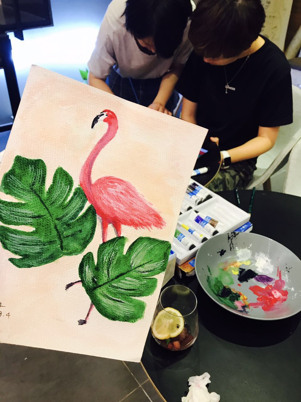 [零基础水粉画体验]我就想静静地画一只火烈鸟